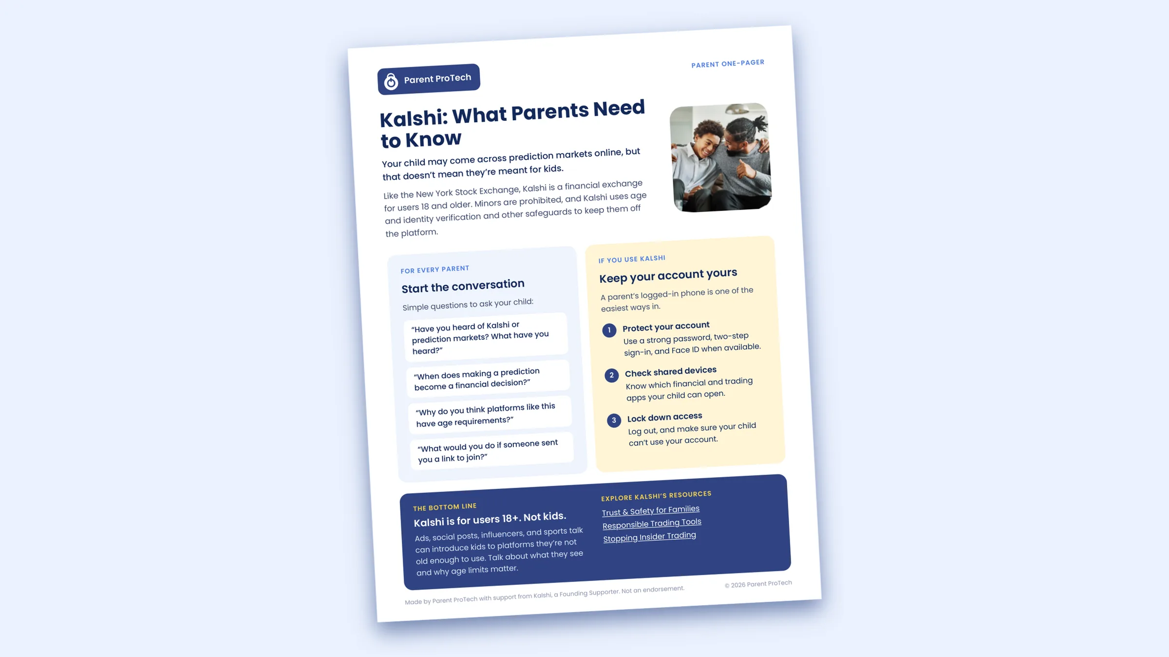 The one-page handout “Kalshi: What Parents Need to Know”